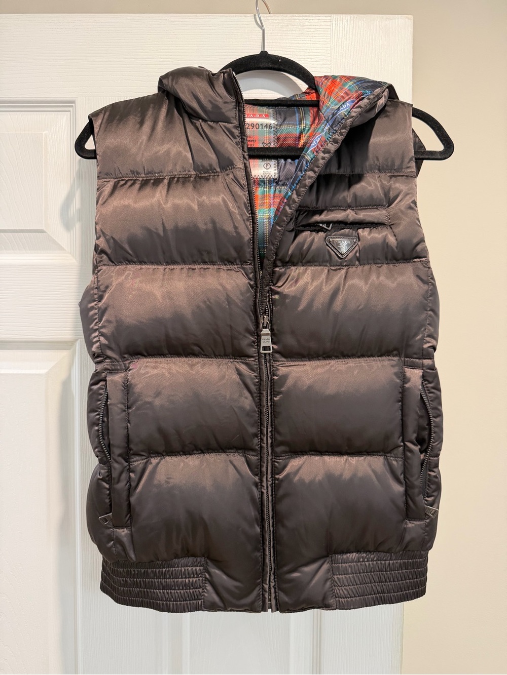 Women’s Brown Quilted Puffer Vest with Hood